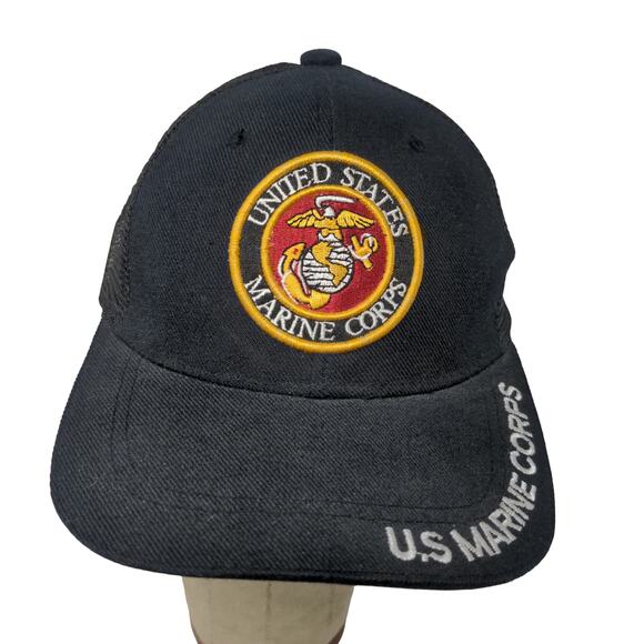 USMC United States Marine Corps Snapback Mesh Back Hat Blue Adjustable - Picture 1 of 11